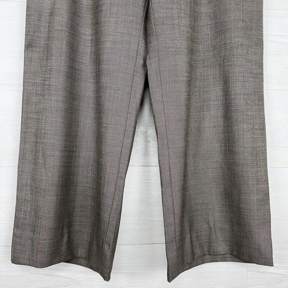 St. John Dress Pants Women Size 14 Waist 34 Tan Brown Wool Silk Blend Wide Leg - Picture 3 of 14